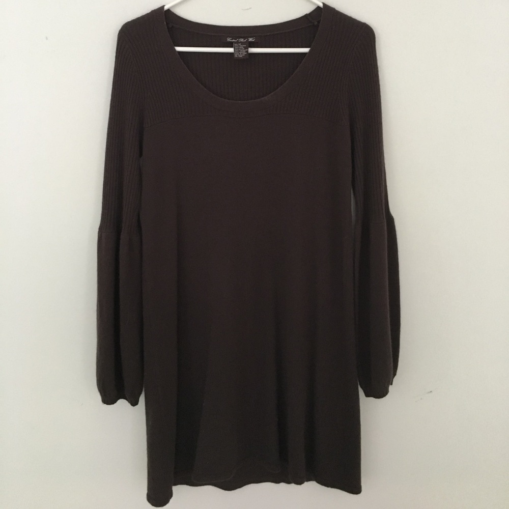 Brown baby doll dress with bell sleeves