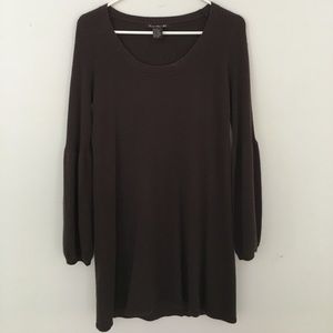 Brown baby doll dress with bell sleeves