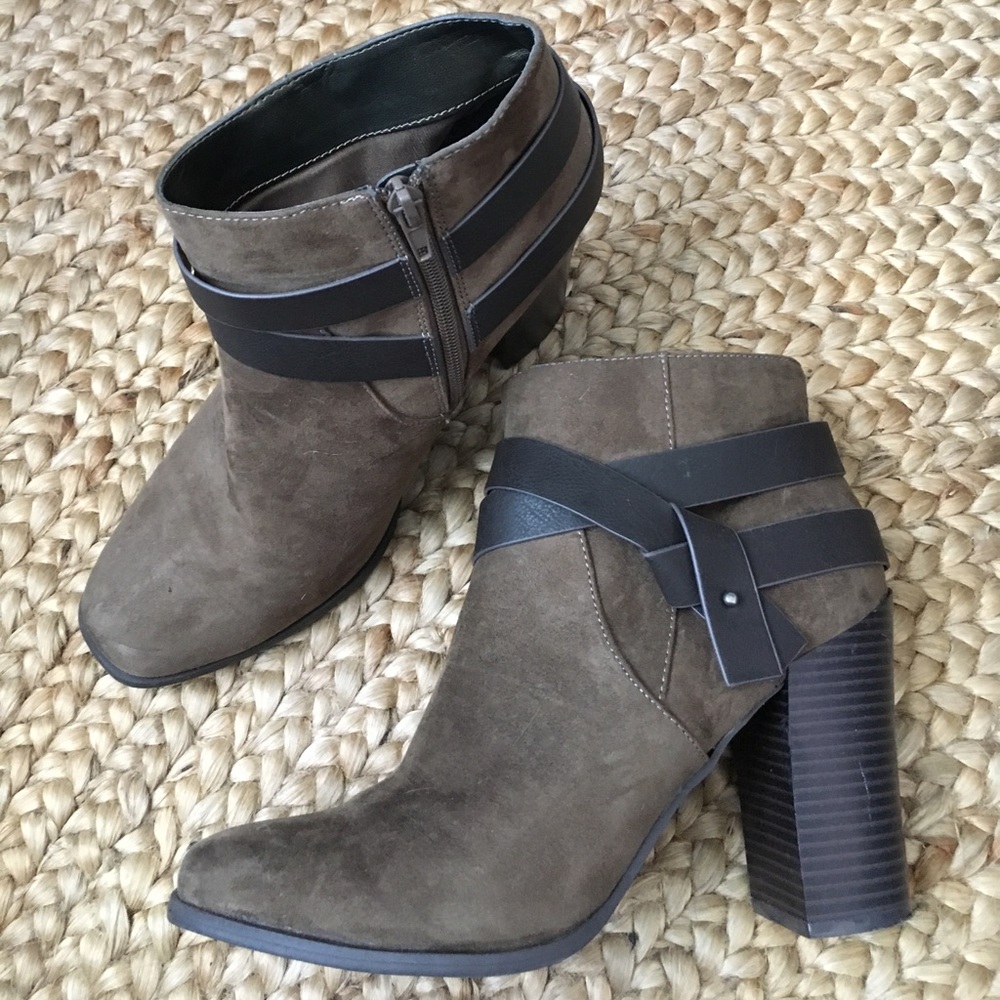 Olive heeled booties from Express