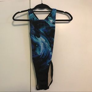 Blue and black one piece