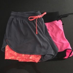 Bundle of 2 pair 2 in 1 running shorts