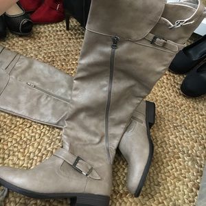 Over the knee taupe boots