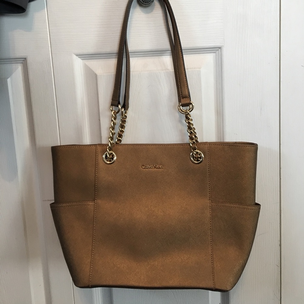 Metallic bronze Calvin Klein tote bag