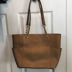 Metallic bronze Calvin Klein tote bag