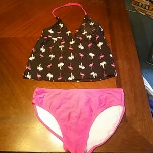 2 piece flamingo girls bathing suit