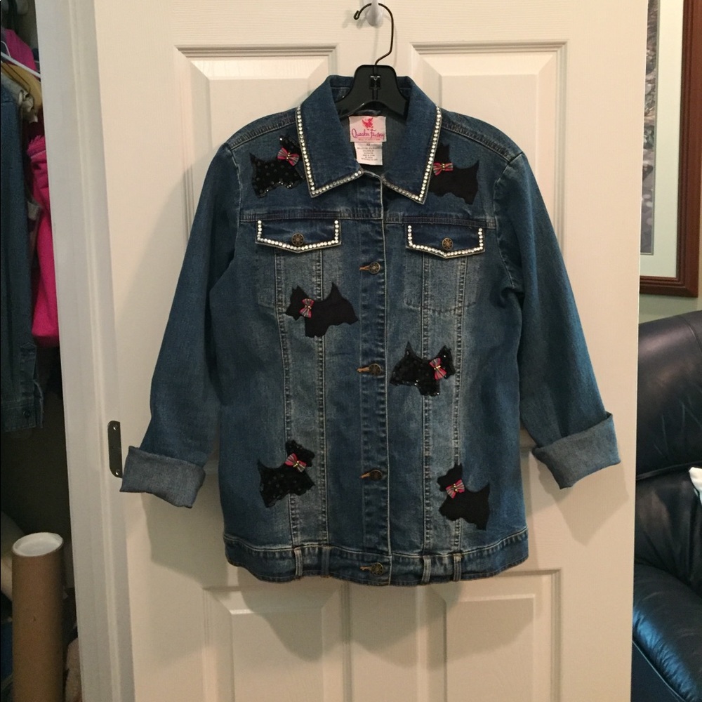 Quaker Factory Denim SCOTTIES Jacket size LARGE