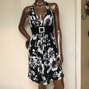Janice Black and White Halter Dress.