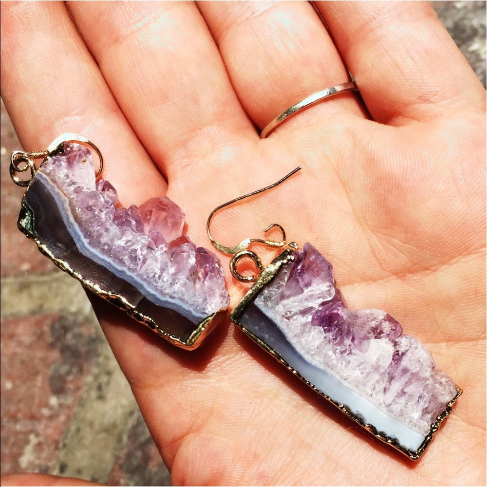 Amethyst gold earrings