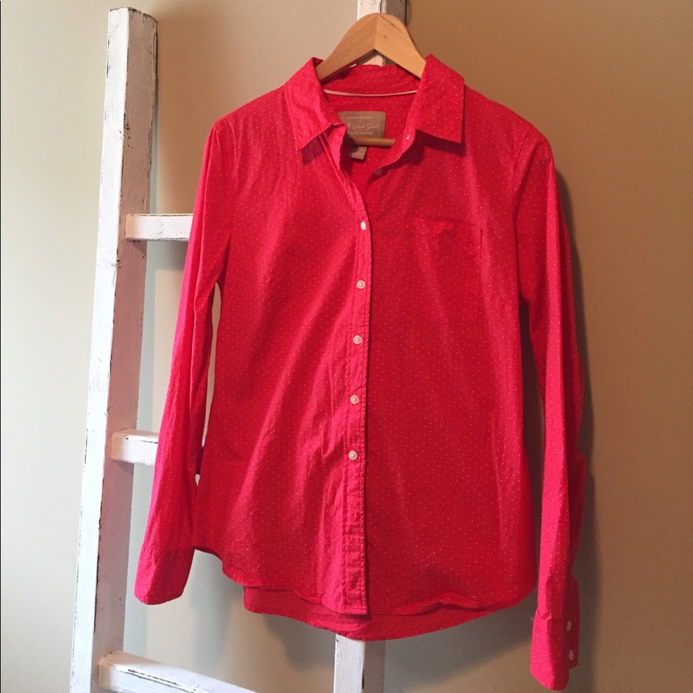 Banana Republic Button Down Red Polka Dot Shirt
