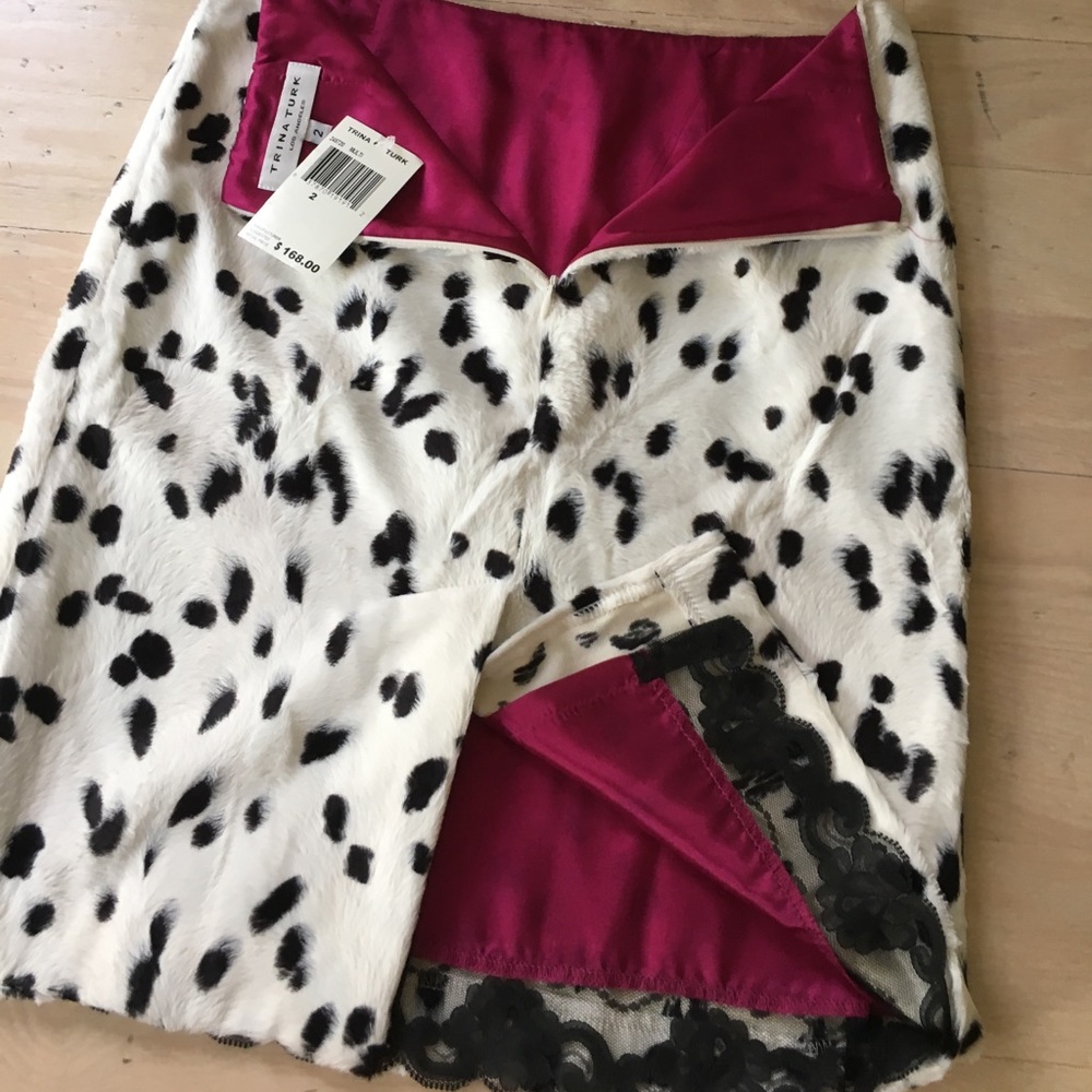 New with tags!! Black and white faux fur skirt