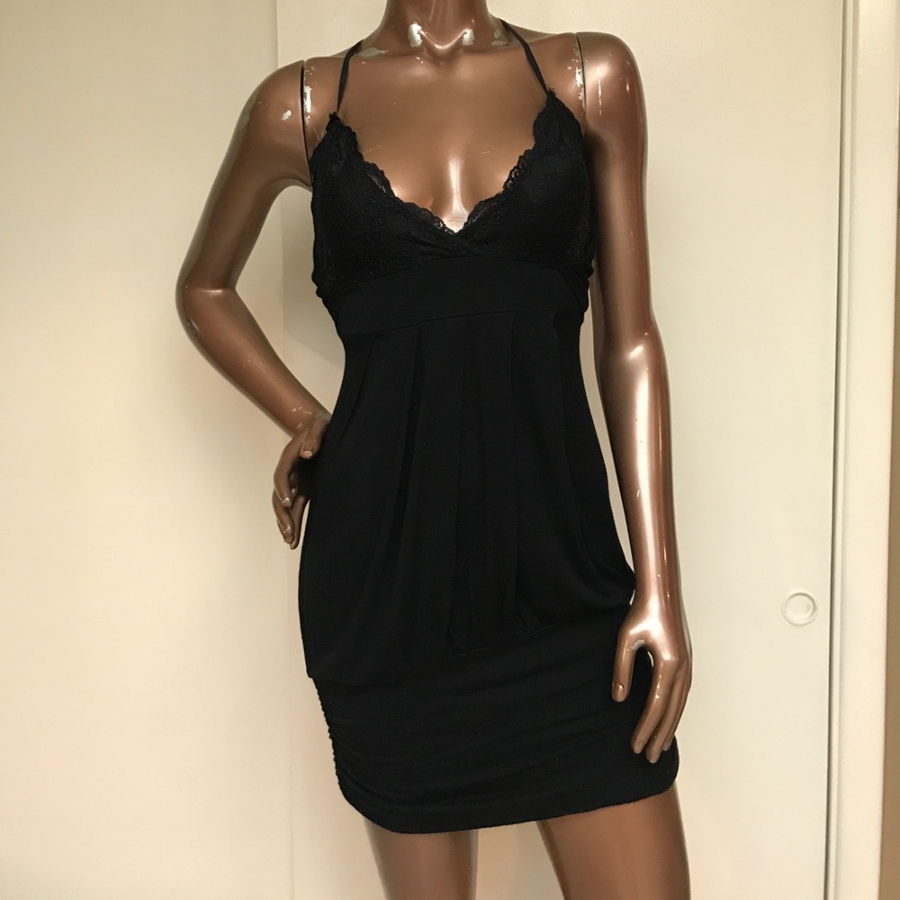 Joshua Black Lace Bust Party Dress