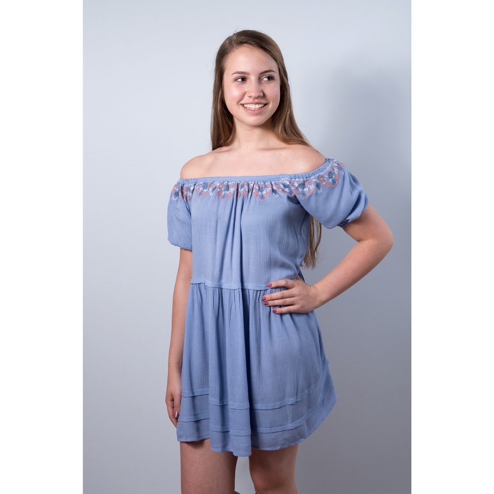 💕 Embroidered Off The Shoulder Dress