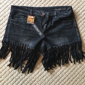 BLANK black denim fringe jean shorts new with tag