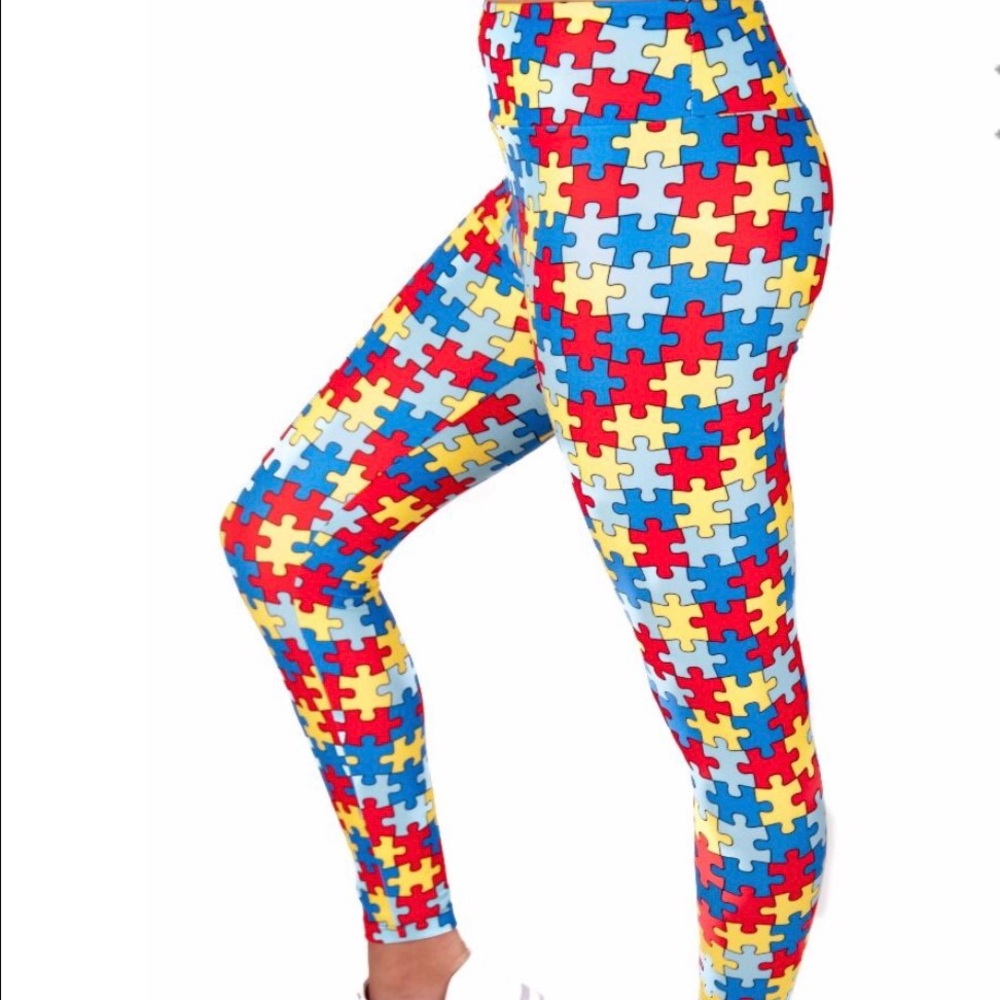 NWT Kids L/XL Autism Awareness Leggings Puzzle