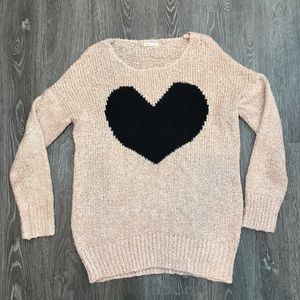 Debut Black Heart Long Knit Sweater Pink Size M/L