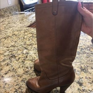 All leather tan slouch cowgirl boots