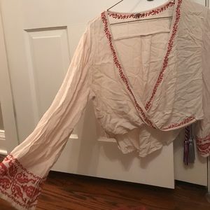 Ecote cara deep plunge surplice blouse