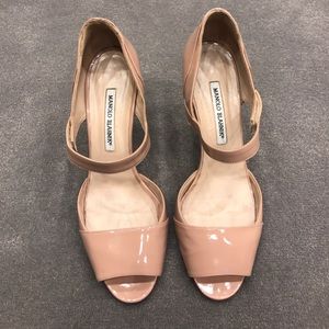 Flesh Patent Manolo Blahnik Sandals