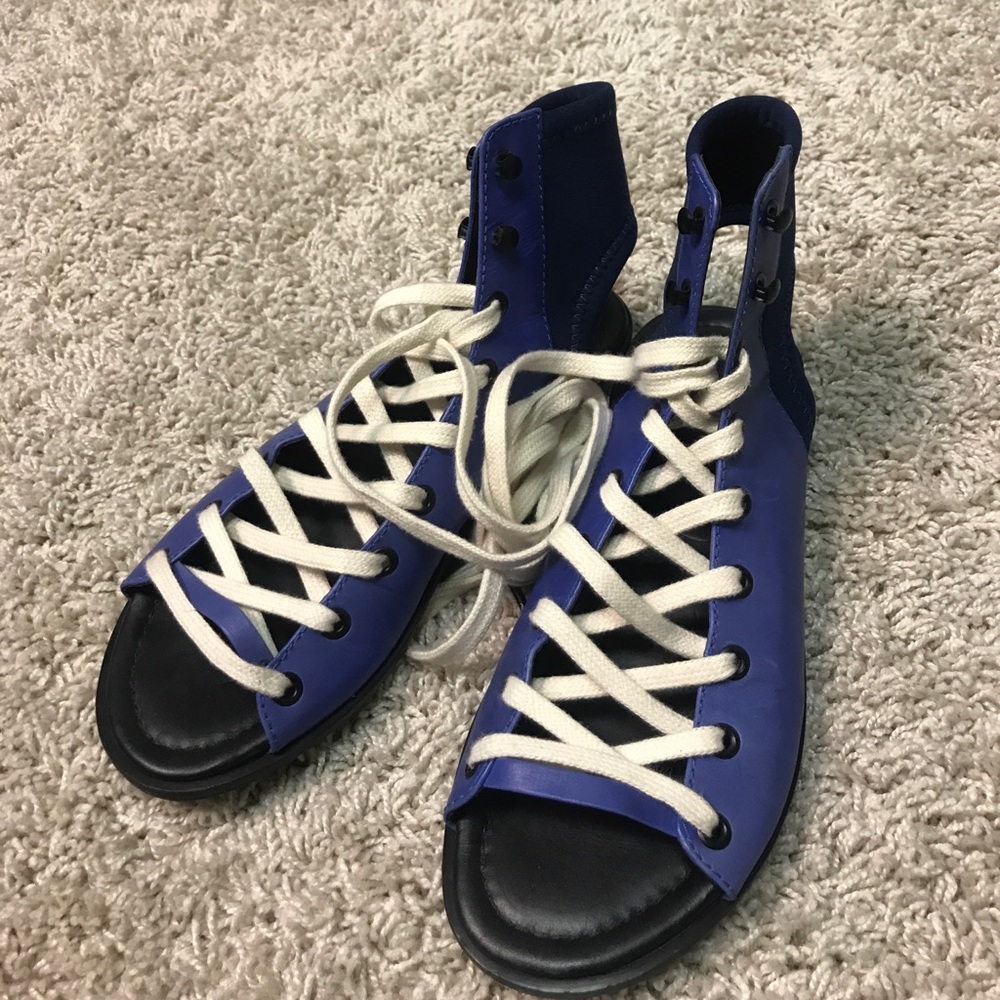 Size 6 A7EIJE Blue Lace Up Sandals