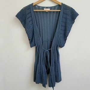 Urban Outfitters Crochet Knit Short Sleeve Kimono