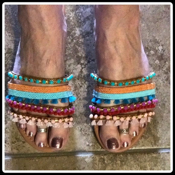 LAST PAIR BOHO CHIC slide thong sandals - Picture 3 of 7