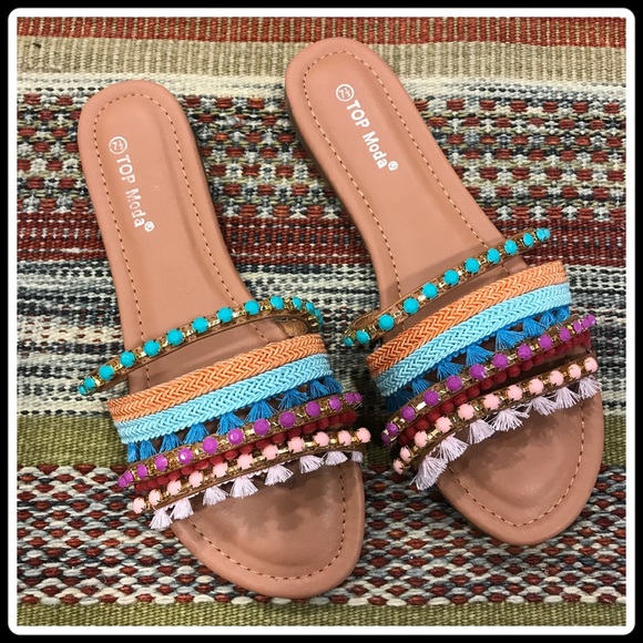 LAST PAIR BOHO CHIC slide thong sandals - Picture 5 of 7