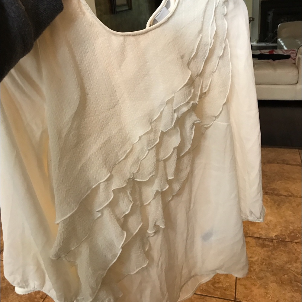 White ruffled H&M shirt