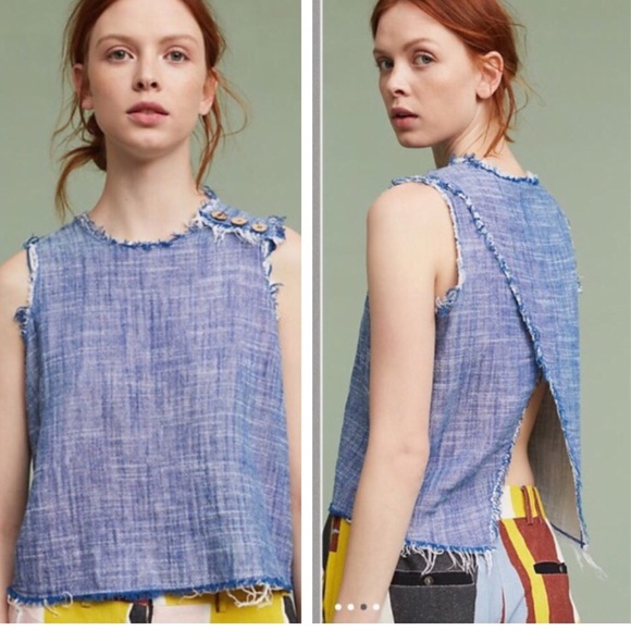 Anthropologie Tops - ⬇️⬇️Anthro Addison Tank Chambray Frayed Hem NWT