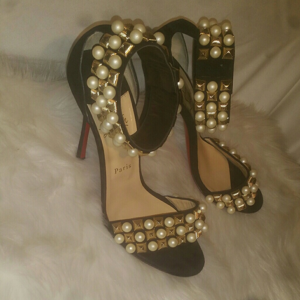 Black Christian Louboutin studded high heels