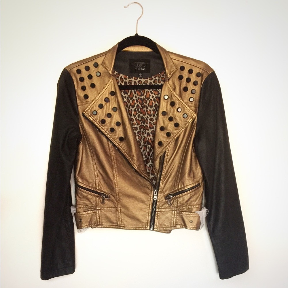 NWOT Studded Faux Leather Jacket