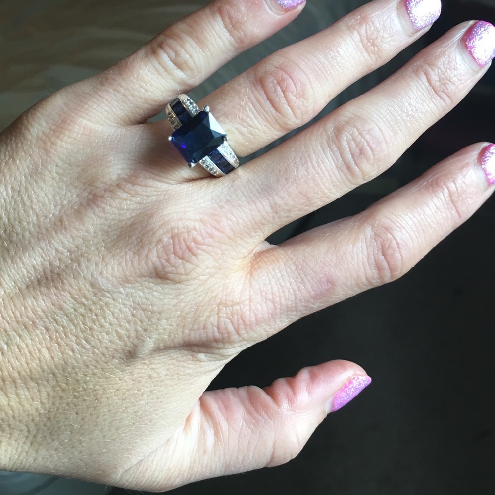 Sapphire and 925 silver ring. Size 6