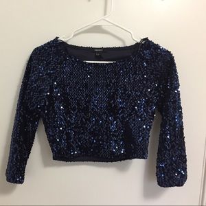 Forever 21 Blue sequin crop top