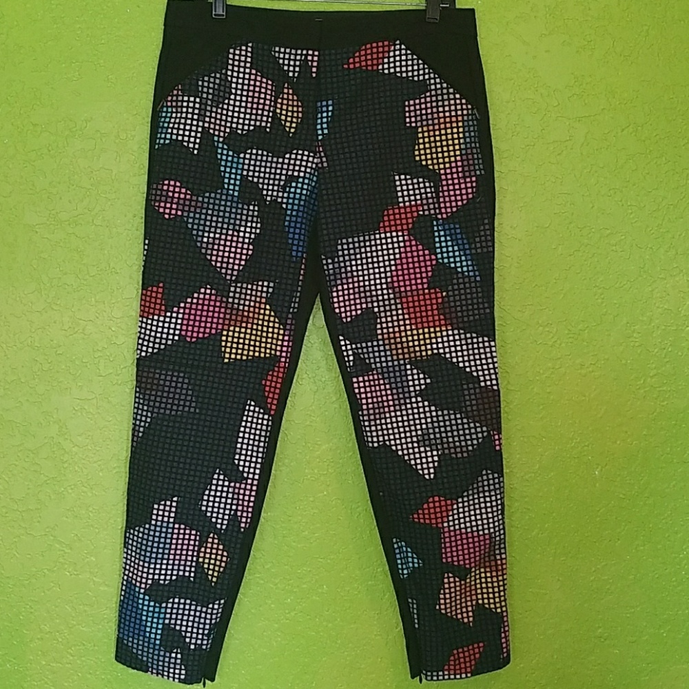 TRINA TURK Window Pane Multi Color Ankle Pants Sz.
