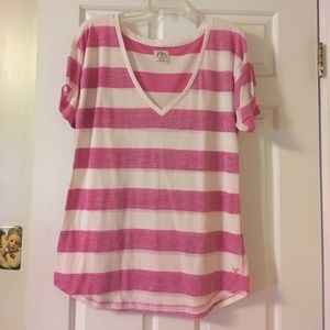 Pink and White Striped T-Shirt from American Eagle