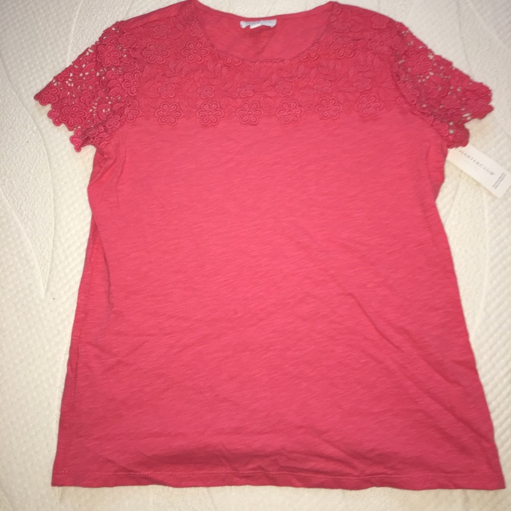 New with tags. Flower lacy T-shirt