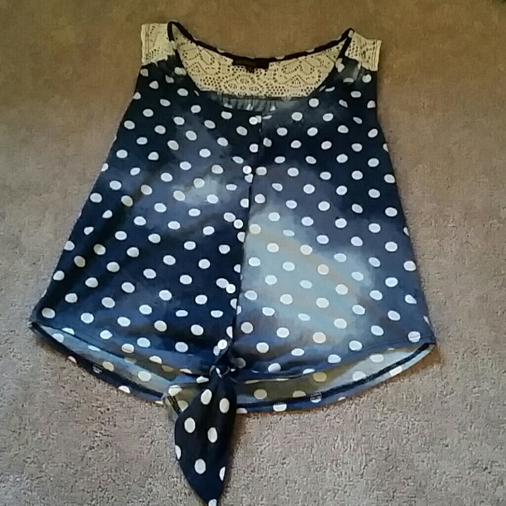 Polka dot and lace tank