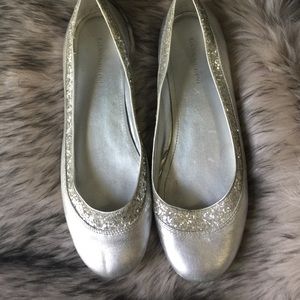 Silver glittery flats