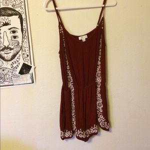 1X Forever 21 Maroon Floral Romper