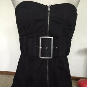 NWOT Belted Black Zip up Boustier