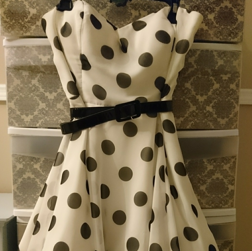 Retro White Polka Dot Dress
