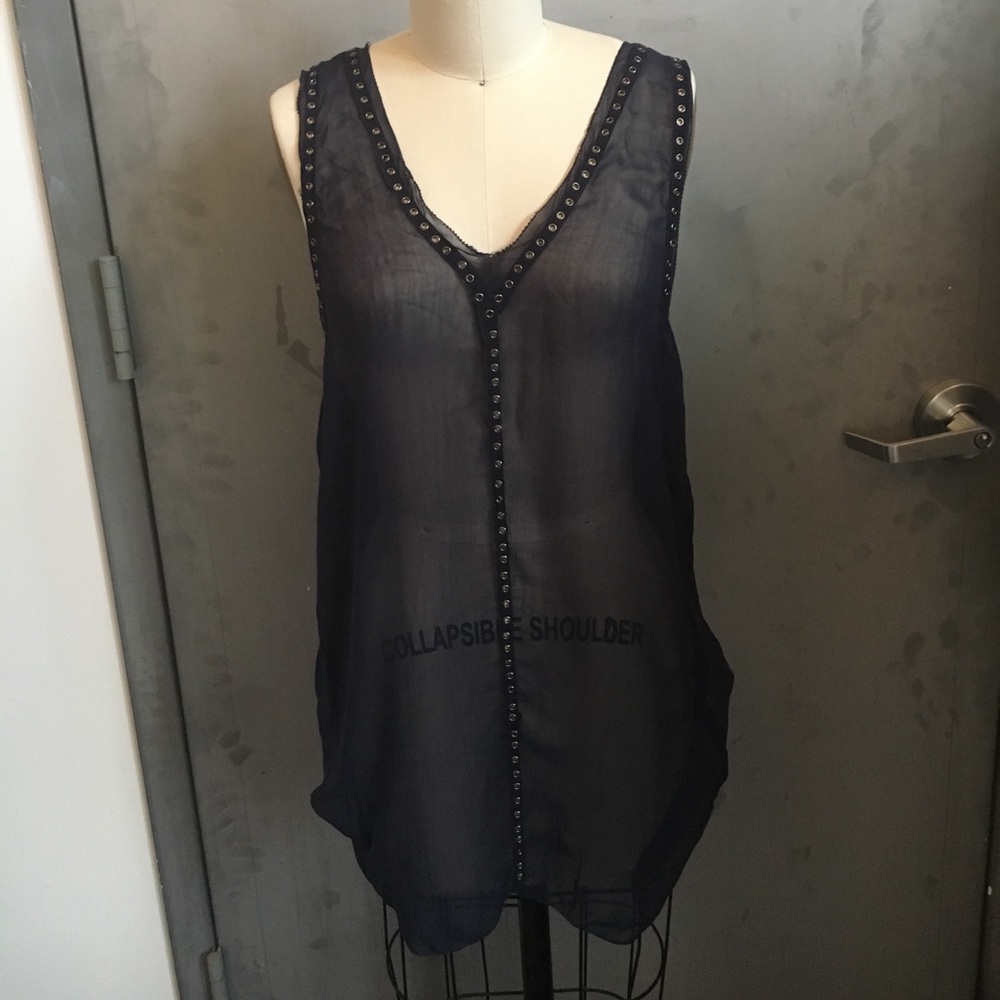 Navy Gauzy Shirt Dress