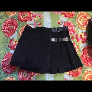 Burberry London black corduroy/leather skirt