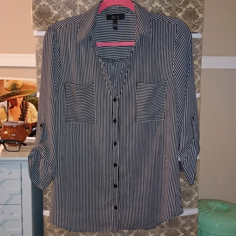 Flowy Striped Button Up Blouse