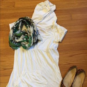 White Hoodie Pullover Dress #A17C_10