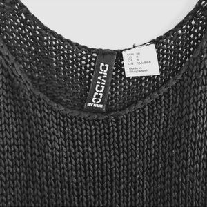 Ribbed Knit Black Long Tank Top, Tunic Sz 8