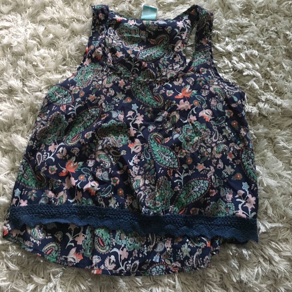 Navy paisley tank top