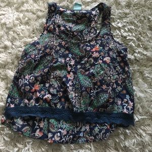 Navy paisley tank top