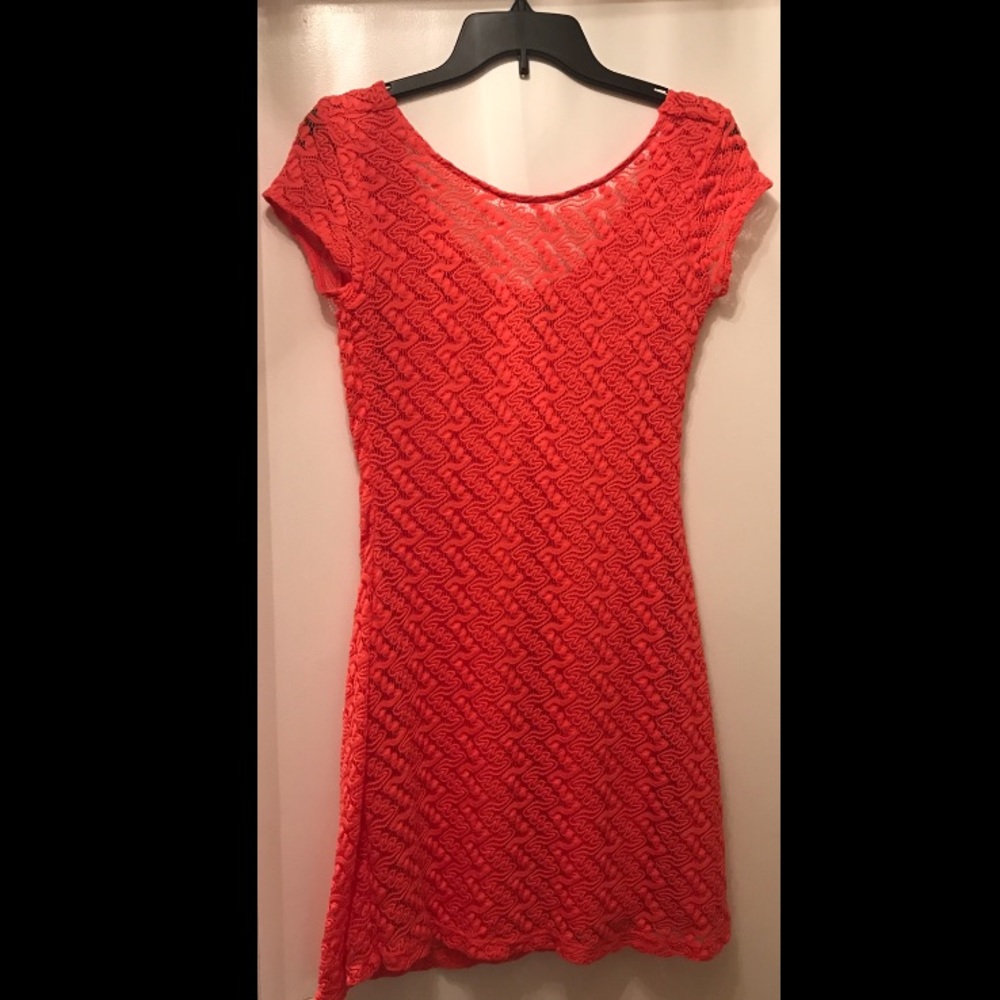 Short orange casual dress
