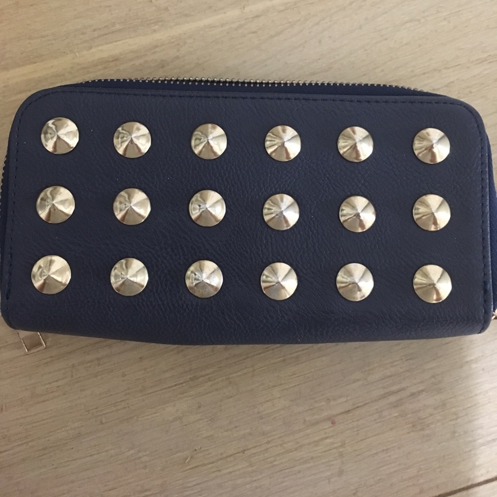 Navy Studded Wallet