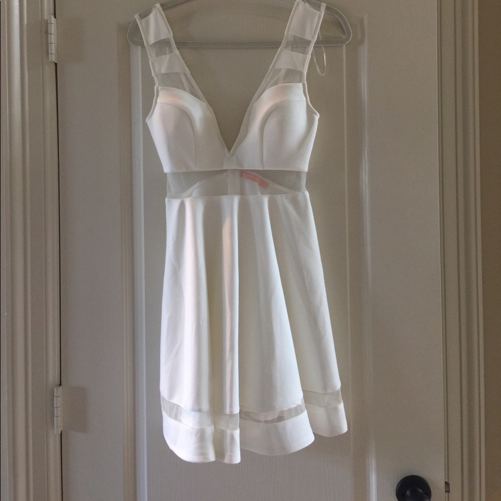White low cut skater dress